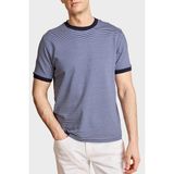 Brooks Brothers Çizgili Bisiklet Yaka T-Shirt Erkek T Shirt BBSS26MTS022157 - Lacivert - Beyaz