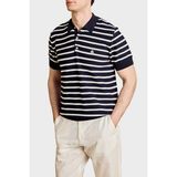 Brooks Brothers Çizgili Rayon Kısa Kollu Düğmeli Polo Yaka Kazak Erkek Polo Yaka Kazak BBSS26MKL004388 - Lacivert - Beyaz