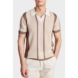 Brooks Brothers Düğmesiz Çizgili Keten Karışımlı Kısa Kollu Polo Yaka Kazak Erkek Polo Yaka Kazak BBSS26MKL008463 - XL