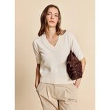 Brooks Brothers Ekru Kadın V Yaka Kazak BBFW26FKL002 - M