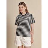 BROOKS BROTHERS Ekru T-Shirt, M, 5003353038, Ekru - Lacivert, Kadın