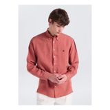 BROOKS BROTHERS Kırmızı Düğmeli Regular Fit Melanj Gömlek, L, 5003352081, Kiremit, Erkek