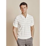 Brooks Brothers Krem Erkek Standart Çizgili Polo Kazak BBSS26MKL016 - Kırık Beyaz - Lacivert
