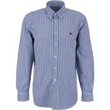 Brooks Brothers Lacivert Erkek Düğmeli Regular Fit Çizgili Gömlek BBSS26MSH007 - Lacivert - Beyaz
