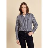 Brooks Brothers Lacivert Kadın Regular Fit Çizgili Gömlek BBFW26FSH007 - 40