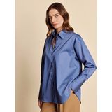 Brooks Brothers Lacivert Kadın Regular Fit Logo Baskılı Gömlek BBFW26FSH003 - 34 - Koyu Mavi