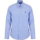 Brooks Brothers Mavi-Beyaz Erkek Düğmeli Slim Fit Çizgili Gömlek BBSS26MSH011 - Mavi - Beyaz - XL