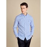 Brooks Brothers Mavi-Beyaz Erkek Düğmeli Slim Fit Kareli Gömlek BBSS26MSH009 - Mavi - Beyaz