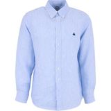Brooks Brothers Mavi Erkek Düğmeli Regular Fit Gömlek BBSS26MSH027 - Mavi - Beyaz