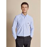 Brooks Brothers Mavi Erkek Regular Fit Çizgili %100 Pamuk Gömlek BBSS26MKN003 - Mavi - Beyaz
