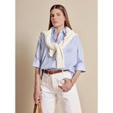 Brooks Brothers Mavi Kadın Rahat Çizgili Gömlek BBSS26FSH018 - 36