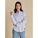 Brooks Brothers Mavi Kadın Standart Fit Gömlek BBSS26FSH022 - Mavi - Beyaz - 42