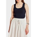 Brooks Brothers Önü Palmiye Desenli Rayon Triko Atlet Bayan Atlet BBSS26FKT002137 - Lacivert