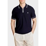 Brooks Brothers Petek Örgü Rayon Kısa Kollu Fermuarlı Polo Yaka Kazak Erkek Polo Yaka Kazak BBSS26MKL007388 - Lacivert - Beyaz