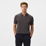 Brooks Brothers Polo Yaka Nervürlü Rayon Kısa Kol Erkek Gri Kazak - 108-Gri - XL