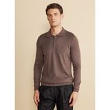 Brooks Brothers Polo Yaka Standart Kahve Erkek Kazak BBFW25MKL023