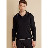 BROOKS BROTHERS Polo Yaka Standart Siyah Erkek Kazak BBFW25MKL022