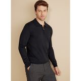 Brooks Brothers Polo Yaka Standart Siyah Erkek Kazak BBFW25MKL023 - 2XL