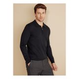 BROOKS BROTHERS Polo Yaka Standart Siyah Erkek Kazak BBFW25MKL023