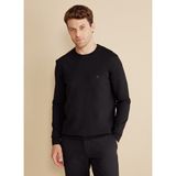 Brooks Brothers Siyah Erkek Bisiklet Yaka Standart Kazak BBFW25MKL014 - XL