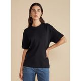 Brooks Brothers Siyah Kadın Standart T-Shirt Bisiklet Yaka Oversize T-Shirt