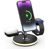 Brookstone 3'ü 1 Arada Kablosuz Hızlı Şarj Istasyonu - Manyetik Şarj Standı - Siyah