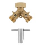 Bropury Güncellenmiş ve geliştirilmiş hortum ayırıcı 2 yollu ağır hizmet tipi, pirinç hortum ayırıcı 2 yollu NPT3/4 ", Hortum Spigot Adaptörü 3 Ekstra Kauçuk Yıkayıcı ve açma/kapama Anahtarı ile 2