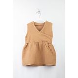 Bross Bebek Müslin Beli Lastikli Geniş Askılı Elbise BNL-0010_CML - Camel - 4 - 5 Yaş