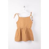 Bross Bebek Müslin Beli Lastikli Ip Askılı Elbise BNL-0011_CML - Camel - 4 - 5 Yaş