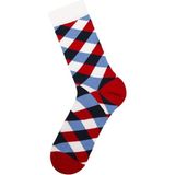 Bross Erkek Ekose Desen Tekli Soket Çorap ONL-02668 - Kırmızı - 43 - 45