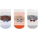 Bross Kedi Desenli Erkek Bebek 3lü Patik Çorap ONL-02714 - Asorti