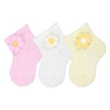 Bross Motifli Kız Bebek 3lü Soket Çorap ONL-02724 - 12-18 Ay - Asorti