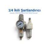 BROTECH 1/4 İkili Hava Şartlandırıcı - Filtreli Regülatör Ve Yağlayıcı Kompresör Seti (Manometreli)
