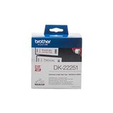 Brother DK-22251 kendinden yapışkanlı sonsuz etiketler (62 mm x 15,24 m, QL-800, QL-810W, QL-820NWB) için uygun, beyaz üzerine kırmızı/siyah (kağıt)