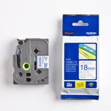 Brother P-Touch Tze-243 Tze-Tape 18 mm Beyaz Üzerine Mavi Laminasyonlu Etiket