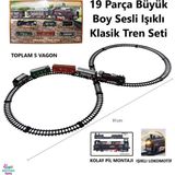 Brother Toys 19 Parça Pilli ve Işıklı Klasik Tren 91 cm 3 Farklı Ray Seçeneği Oyuncak Lokomotif Seti