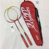 Brother Toys 2 Adet Badminton Raketi ve Çantası + Badminton Topu Deluxe Yüksek Kalite Set Kırmızı Ve Mavi Renk