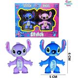 Brother Toys 2'li Stitch Ve Angel Figür Oyuncak Yumuşak Vücut Mavi Ve Pembe 6 Cm. - Mavi - Pembe