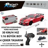 Brother Toys 30 Km/h Hız Duman Çıkaran Şarjlı Ford Mustang Dodge Challenger Drift Atan Uzaktan Kumandalı Oyuncak Araba 28 Cm. - Kırmızı