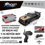 Brother Toys 30 Km/h Hız Duman Çıkaran Şarjlı Ford Mustang Dodge Challenger Drift Atan Uzaktan Kumandalı Oyuncak Araba 28 Cm. - Siyah