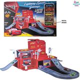 Brother Toys 50 cm Şimşek Mcqueen Otopark Garaj Seti 5 Metal Araba Hediyeli Dayanıklı Oyuncak Seti