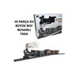 Brother Toys Buhar Çıkartan Devasa Boy Pilli Sesli Ve Işıklı 30 Parça Klasik Dumanlı Tren Oyuncak Lokomotif Seti