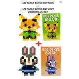 Brother Toys Büyük Boy 440 Parça Nick + 423 Parça Judy 2'li Set - Zootopia 3D Yapboz Bricks Figür Yapı Oyuncağı