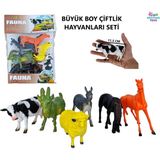 Brother Toys Büyük Boy 6'lı Çiftlik Hayvanları Koyun İnek Keçi At Eşek Oyuncak Hayvan - Karışık-Çok Renkli