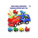 Brother Toys Büyük Boy Dinozor Taşıyan Sesli Işıklı Oyuncak Kamyon 4 Dinazor Taşıyıcı Tır 34 Cm.