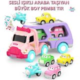 Brother Toys Büyük Boy Taşıyıcı Sesli Işıklı Oyuncak Kamyon Taşıyıcı Tır 34 Cm. - Pembe