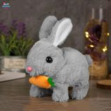 Brother Toys Elektronik Pilli Zıplayan Hareketli Peluş Sevimli Havuç Tavşan Oyuncak 18 Cm. Beyaz Gri Pembe Bej