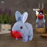 Brother Toys Elektronik Pilli Zıplayan Hareketli Peluş Sevimli Kalpli Tavşan Oyuncak 18 Cm. Gri - Gri - Kırmızı