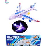 Brother Toys Hareketli Pilli 3D Işıklı Müzikli Yerde Gezen Airbus Uçak Oyuncak 23 Cm.