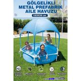 Brother Toys Intex Büyük Boy Gölgelikli Prefabrik Aile Havuzu 183X38 Dayanıklı Çerçeveli Bahçe Havuz